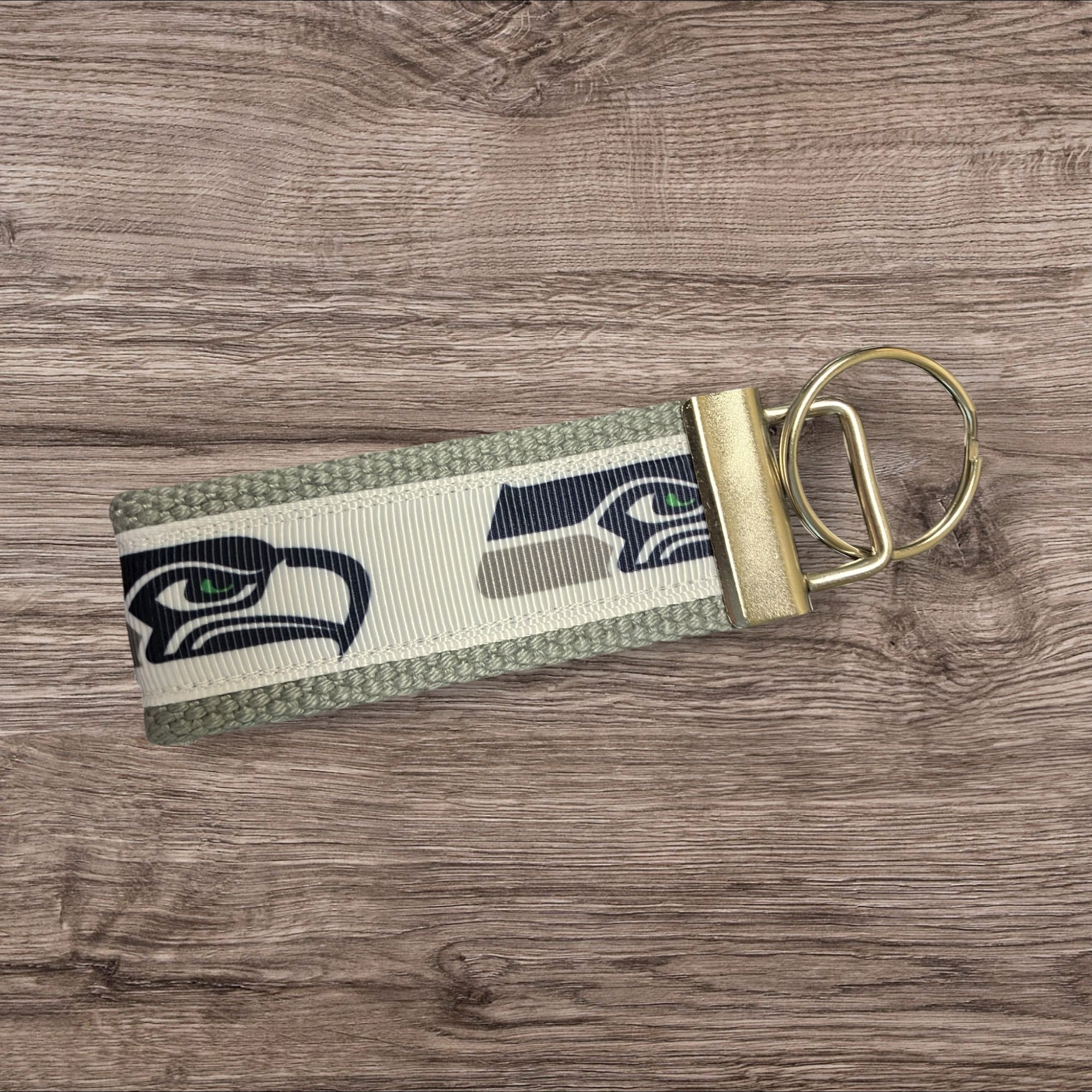 Seattle Seahawks inspired Personalized  Key Fob wristlet  - 2 sizes available   FREE  personalization embroidery -  Football