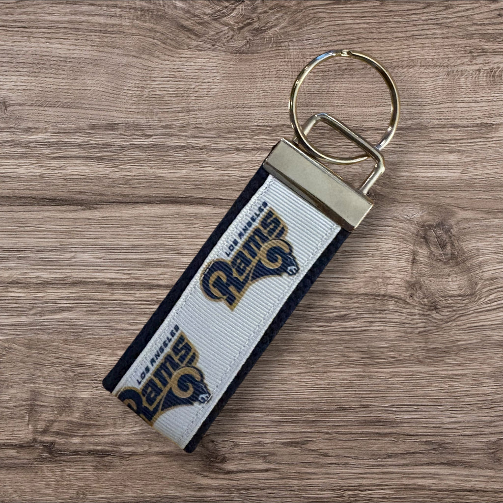 Los Angeles Rams inspired Personalized  Key Fob wristlet  - 2 sizes available   FREE  personalization embroidery -  Football
