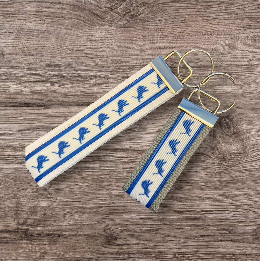 Detroit Lions inspired Personalized  Key Fob wristlet  - 2 sizes available   FREE  personalization embroidery -  Football