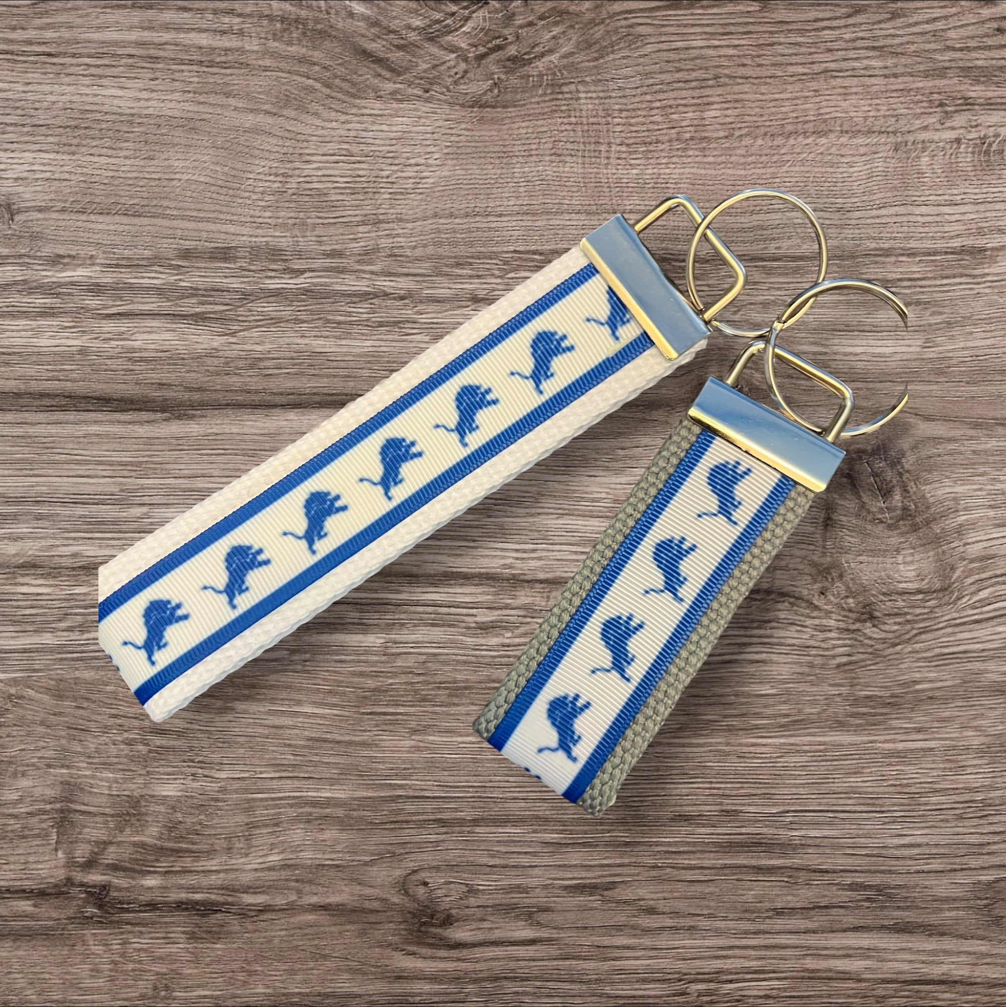 Detroit Lions inspired Personalized  Key Fob wristlet  - 2 sizes available   FREE  personalization embroidery -  Football
