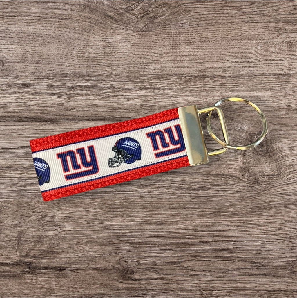 New York Giants inspired Personalized  Key Fob wristlet  - 2 sizes available   FREE  personalization embroidery -  Football