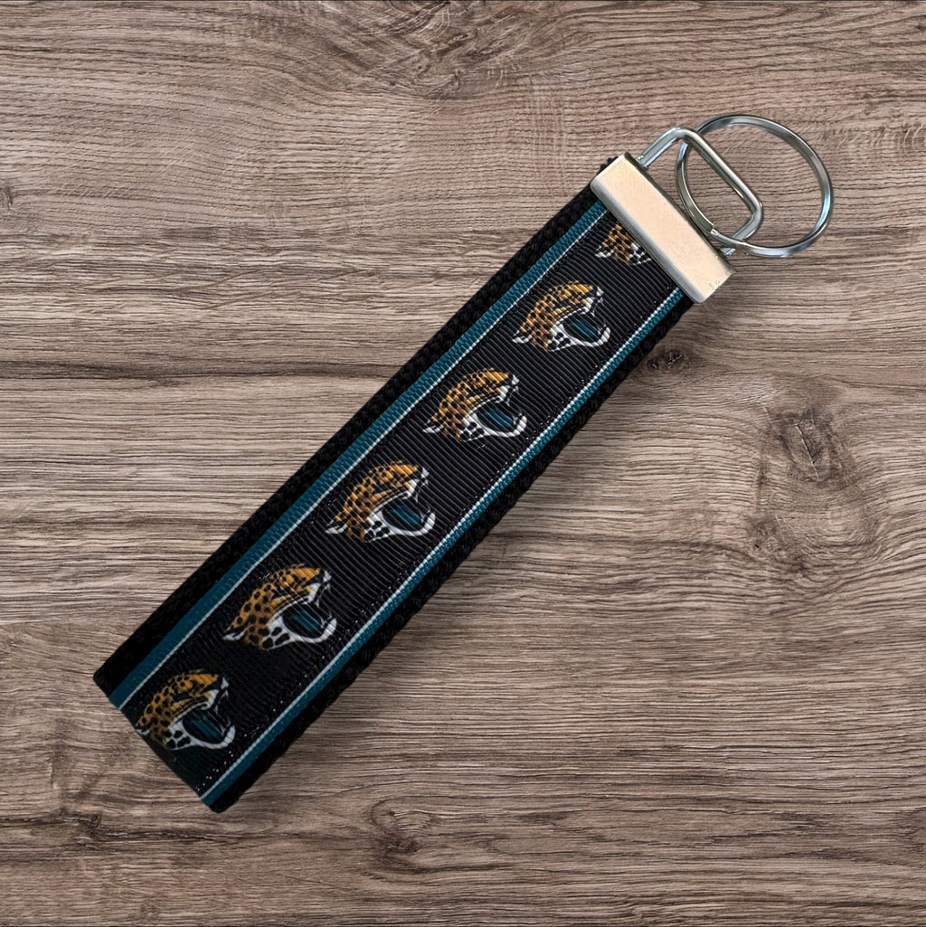 Jacksonville Jaquars inspired Personalized  Key Fob wristlet  - 2 sizes available   FREE  personalization embroidery -  Football