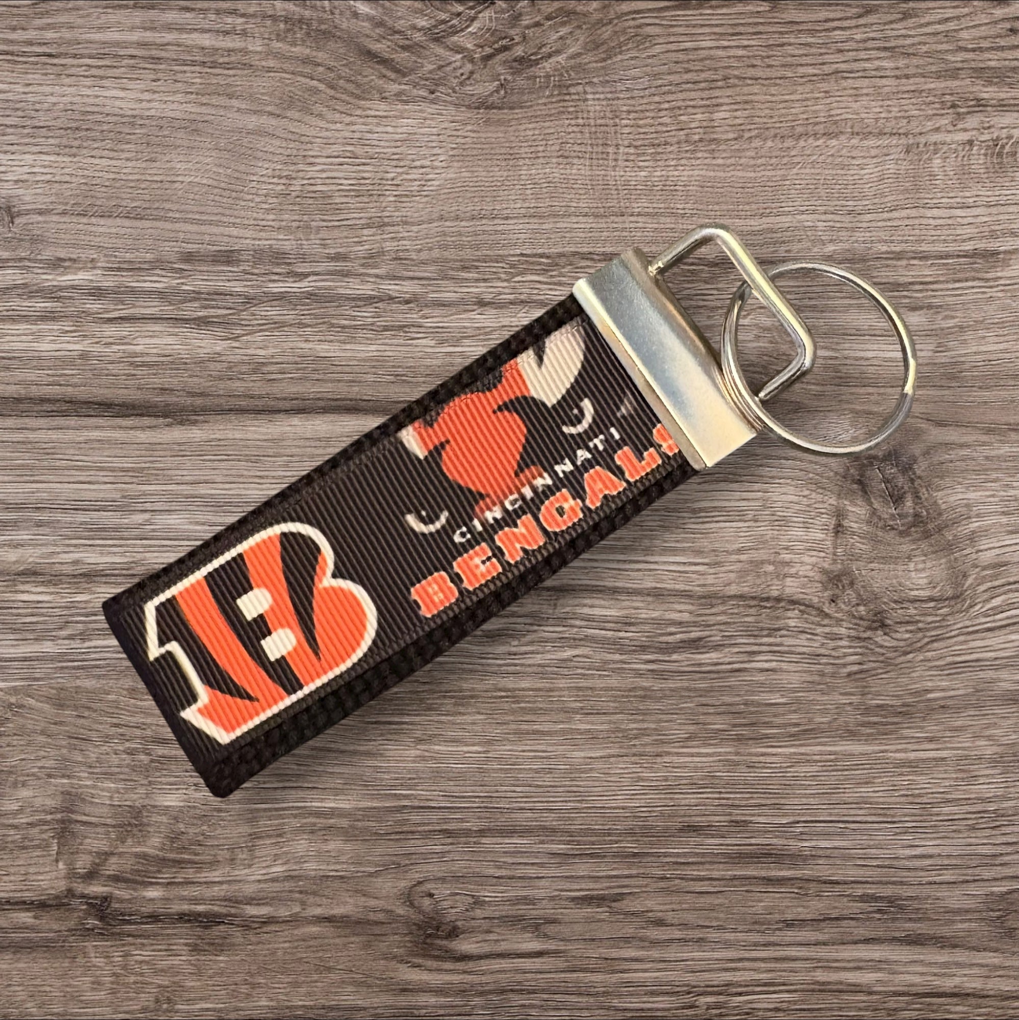 Cincinnati Bengals inspired Personalized  Key Fob wristlet  - 2 sizes available   FREE  personalization embroidery -  Football