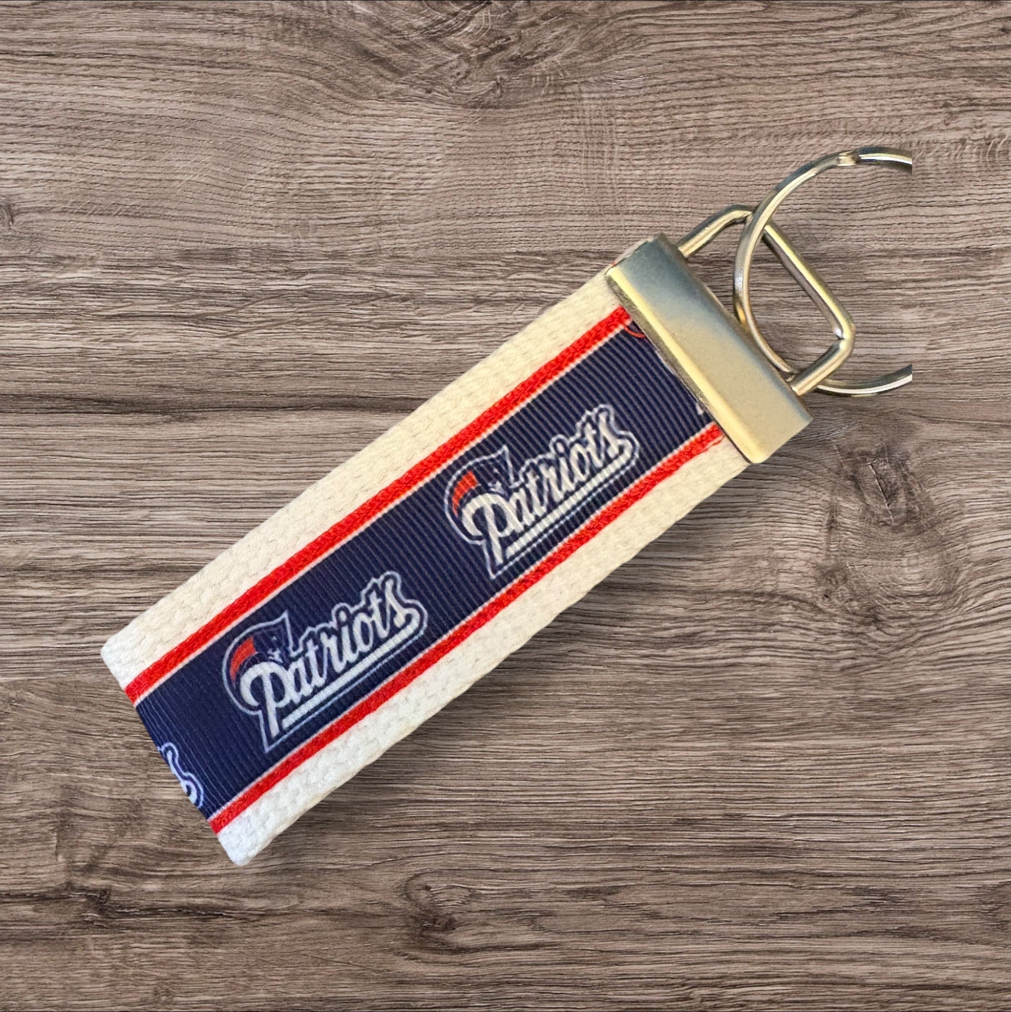 New England Patriots inspired Personalized  Key Fob wristlet  - 2 sizes available   FREE  personalization embroidery -  Football
