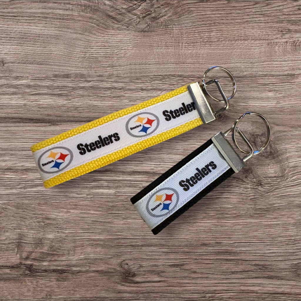 Pittsburgh Steelers inspired Personalized  Key Fob wristlet  - 2 sizes available   FREE  personalization embroidery -  Football