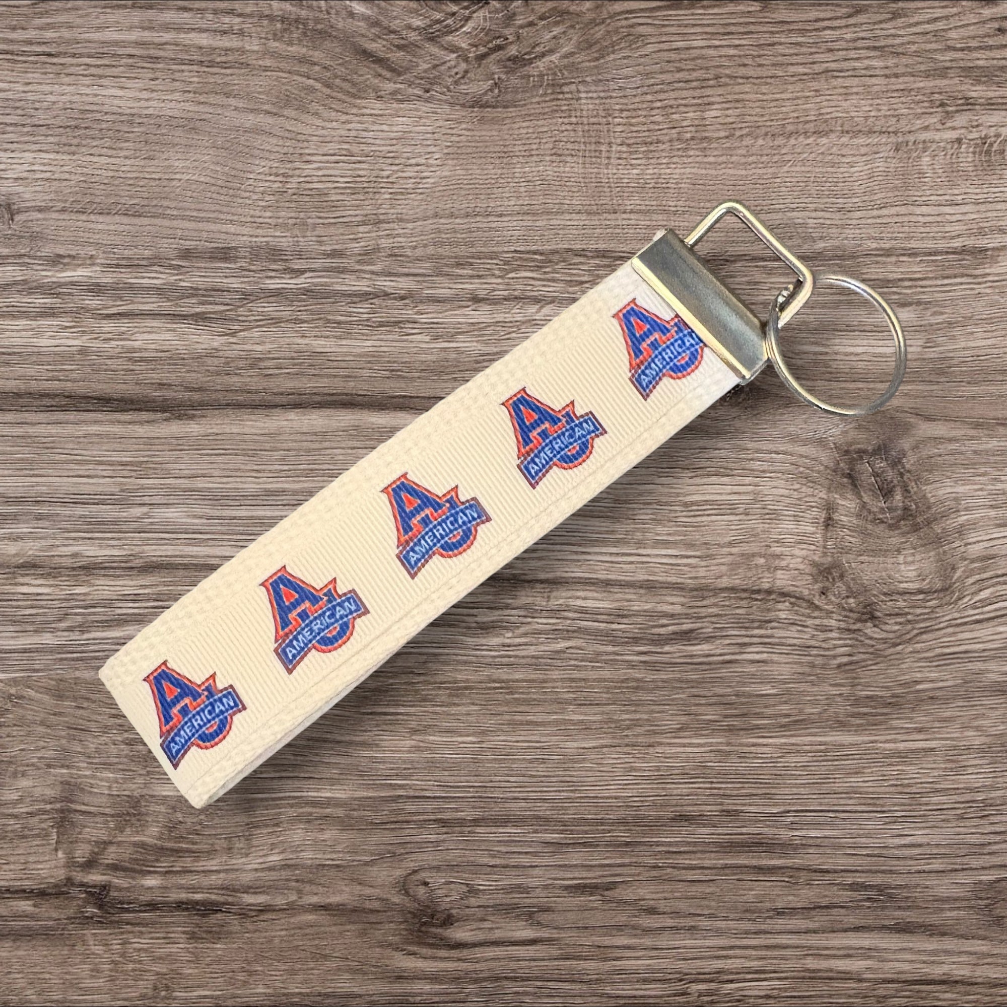 Personalized College / University inspired Key Fob  or  Wristlet American University - 2 sizes available  ** Free Embroidery Available**