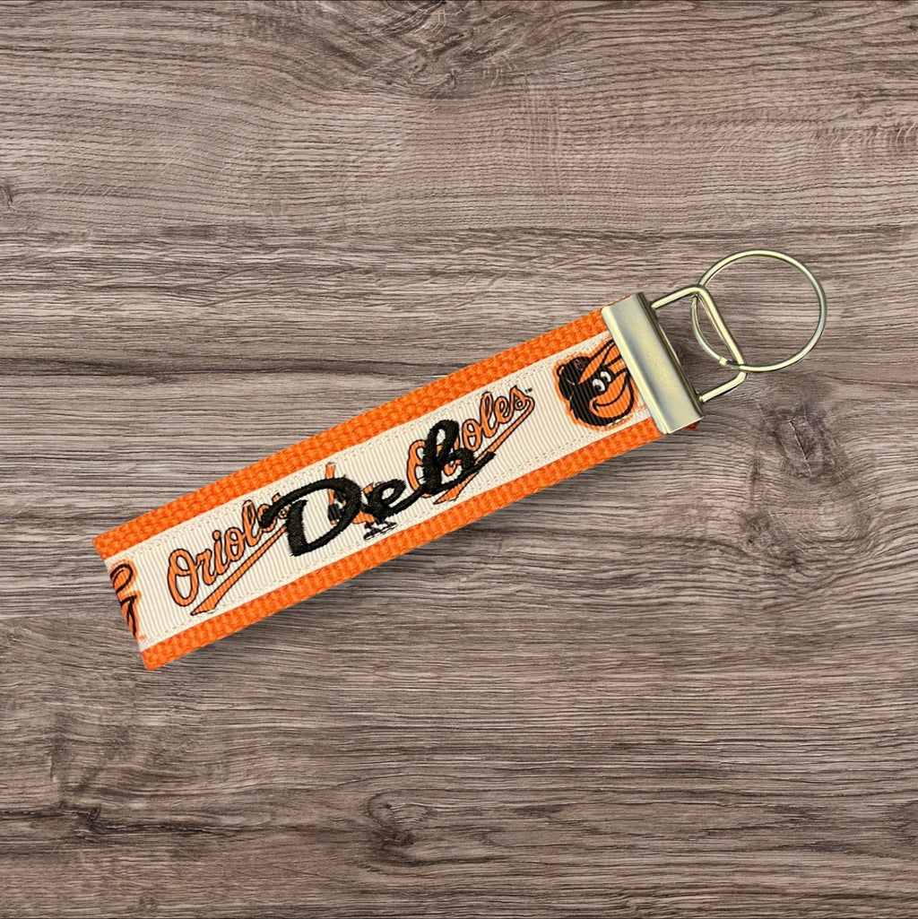 Personalized Baltimore Orioles Inspired Baseball Key Fob or Wristlet: Embroidered Gift