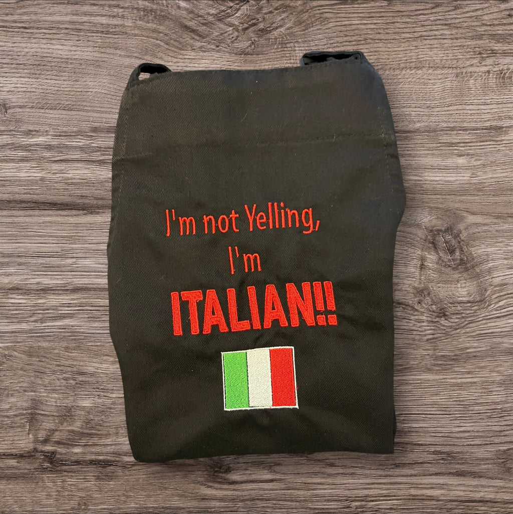 Personalized Italian Embroidered Apron: Funny Italian Gift -  I'm not yelling, I'm Italian - personalized aprons