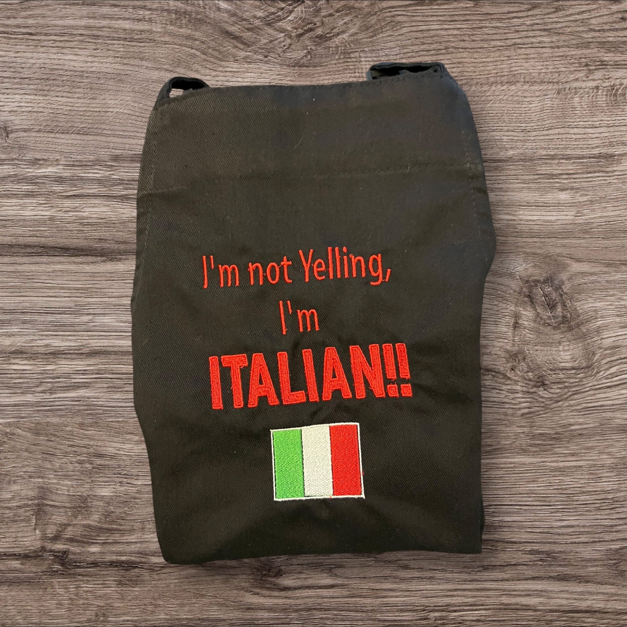 Personalized Italian Embroidered Apron: Funny Italian Gift -  I'm not yelling, I'm Italian - personalized aprons