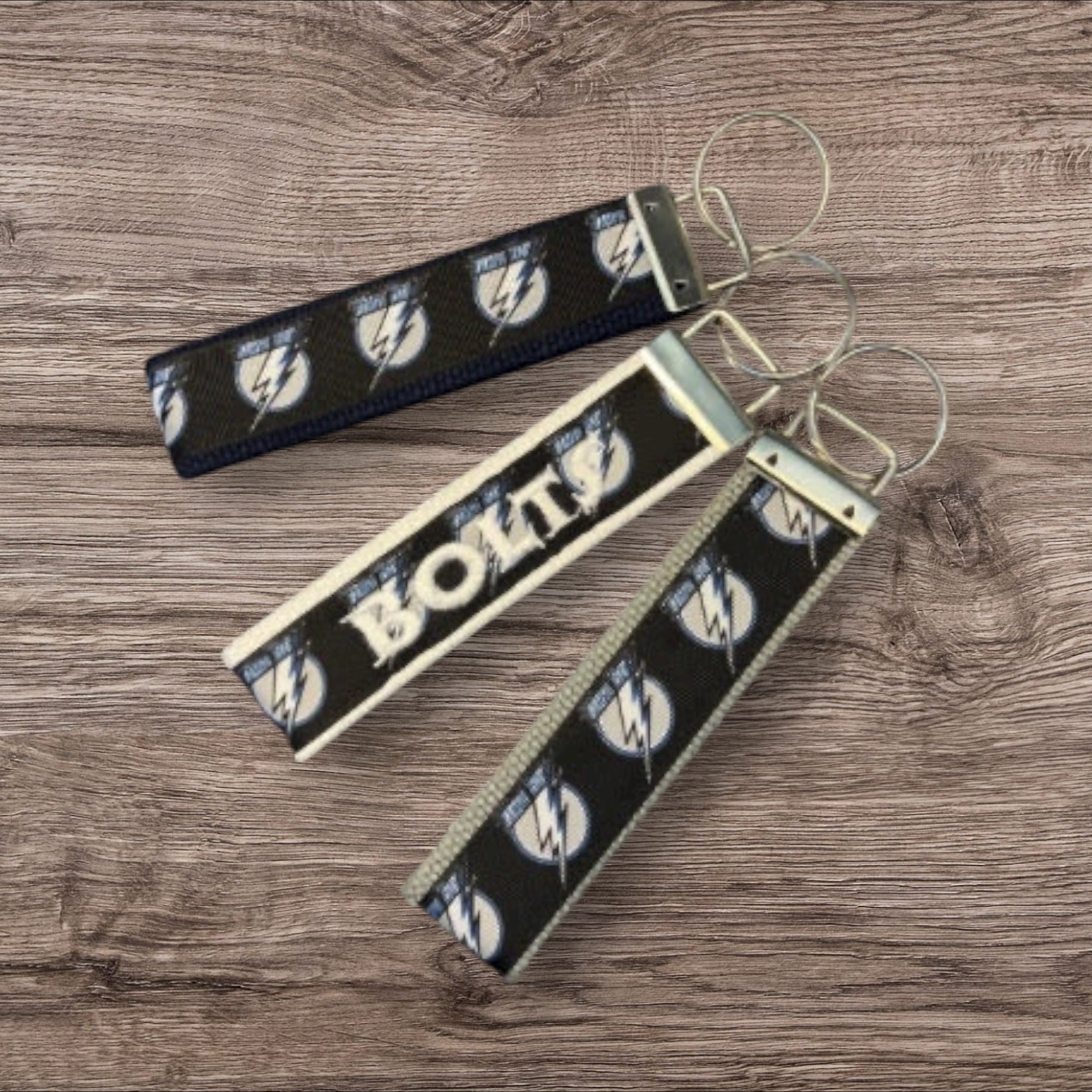 Personalized Tampa Bay Lightning Hockey Inspired Key Fob / Wristlet  -  2 sizes available  -  Ebroidery Available