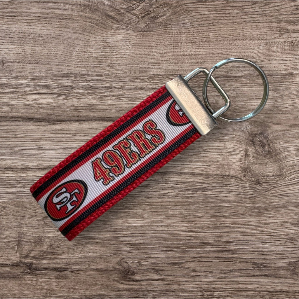 San Francisco 49ers inspired Personalized  Key Fob wristlet  - 2 sizes available   FREE  personalization embroidery -  Football