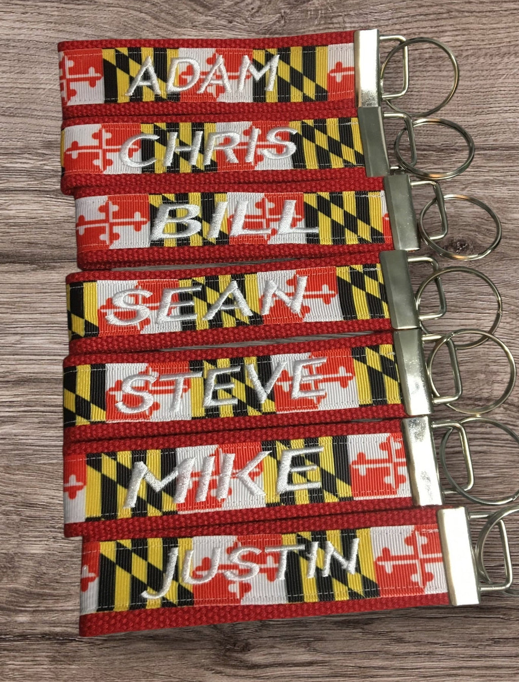 Personalized Maryland Flag Key Fob or Wristlet - 2 sizes available ** Free Embroidery Available**