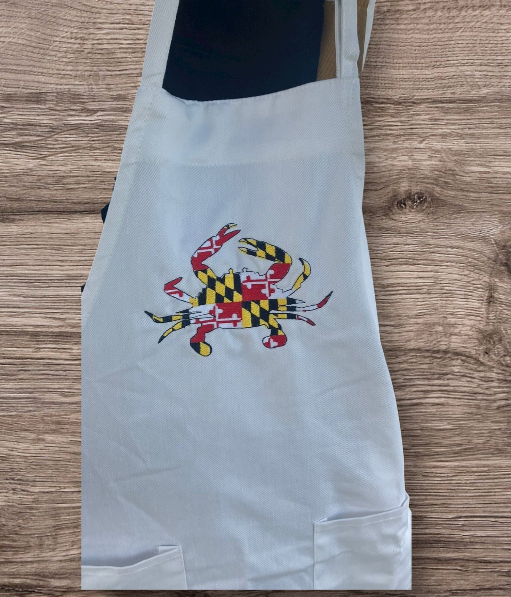 Personalized Maryland Flag Crab Apron: Adjustable Twill Apron