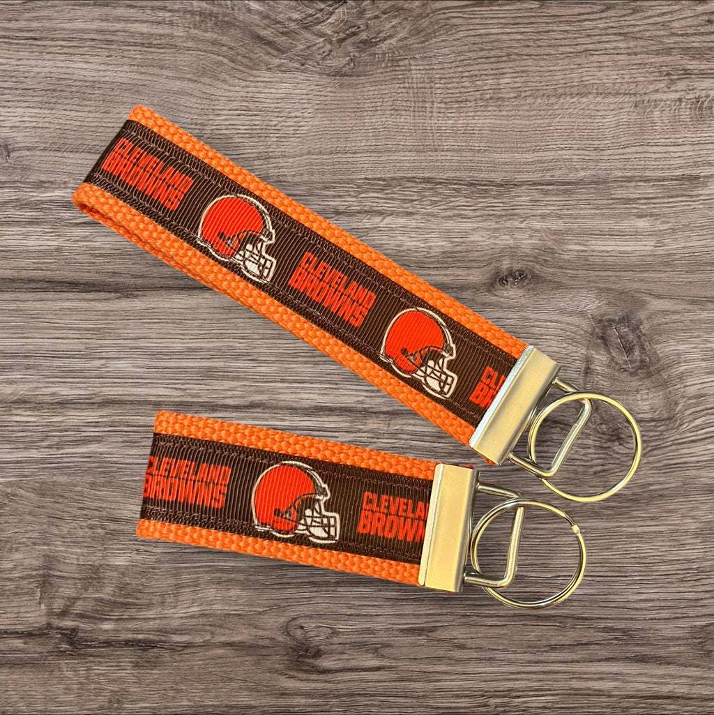 Cleveland Browns inspired Personalized  Key Fob wristlet  - 2 sizes available   FREE  personalization embroidery -  Football