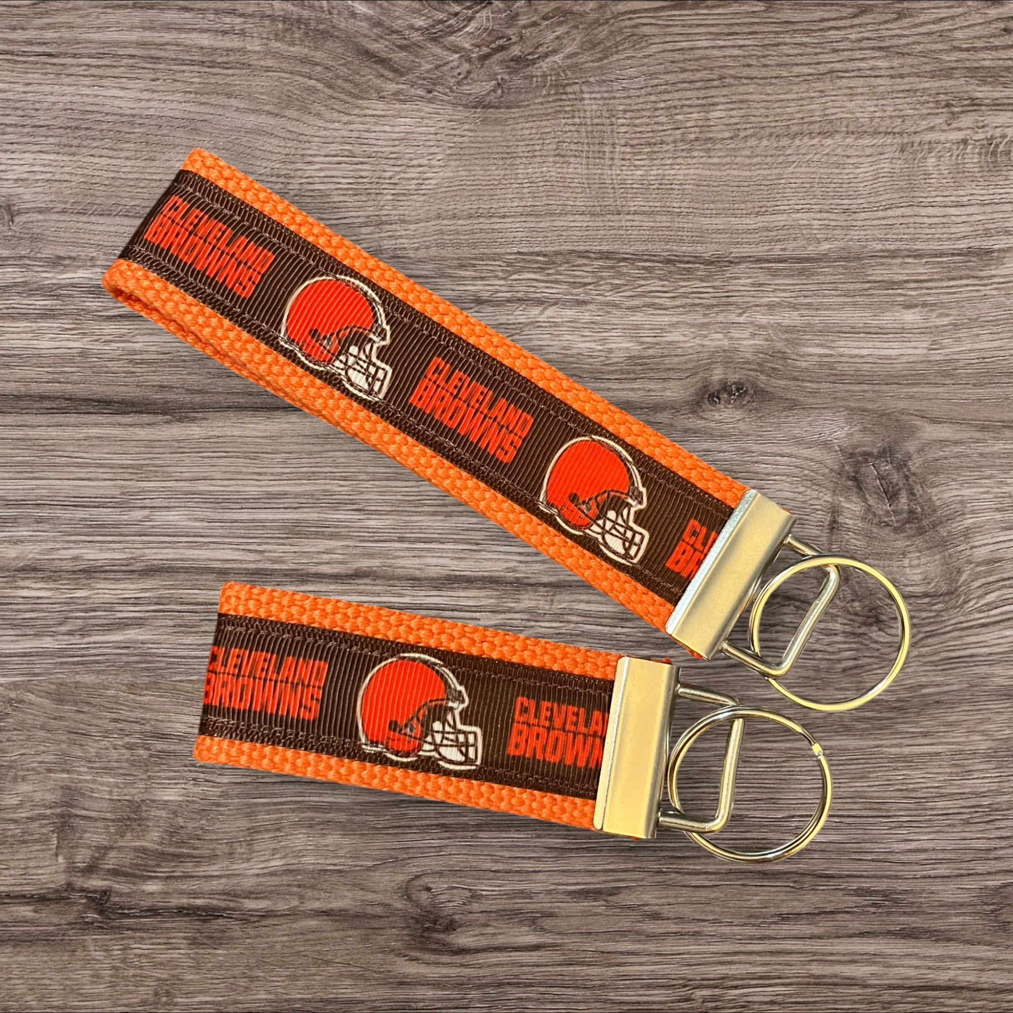 Cleveland Browns inspired Personalized  Key Fob wristlet  - 2 sizes available   FREE  personalization embroidery -  Football