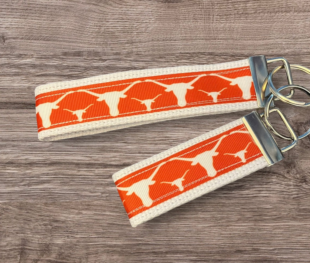 Personalized College  / University of Texas inspired Keychain, key fob, luggage, alumni, merch  -  University 2 sizes available  ** Free Embroidery**