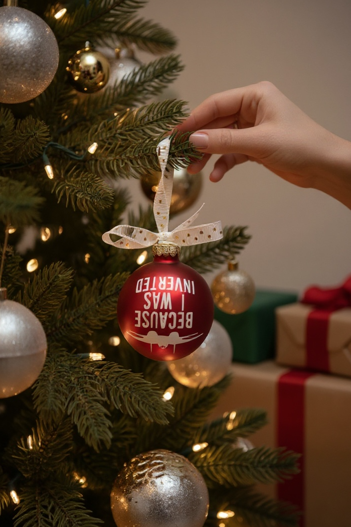 Because I Was Inverted -  Top Gun inspired Personalized 2025 Christmas Ornament - FREE personalization