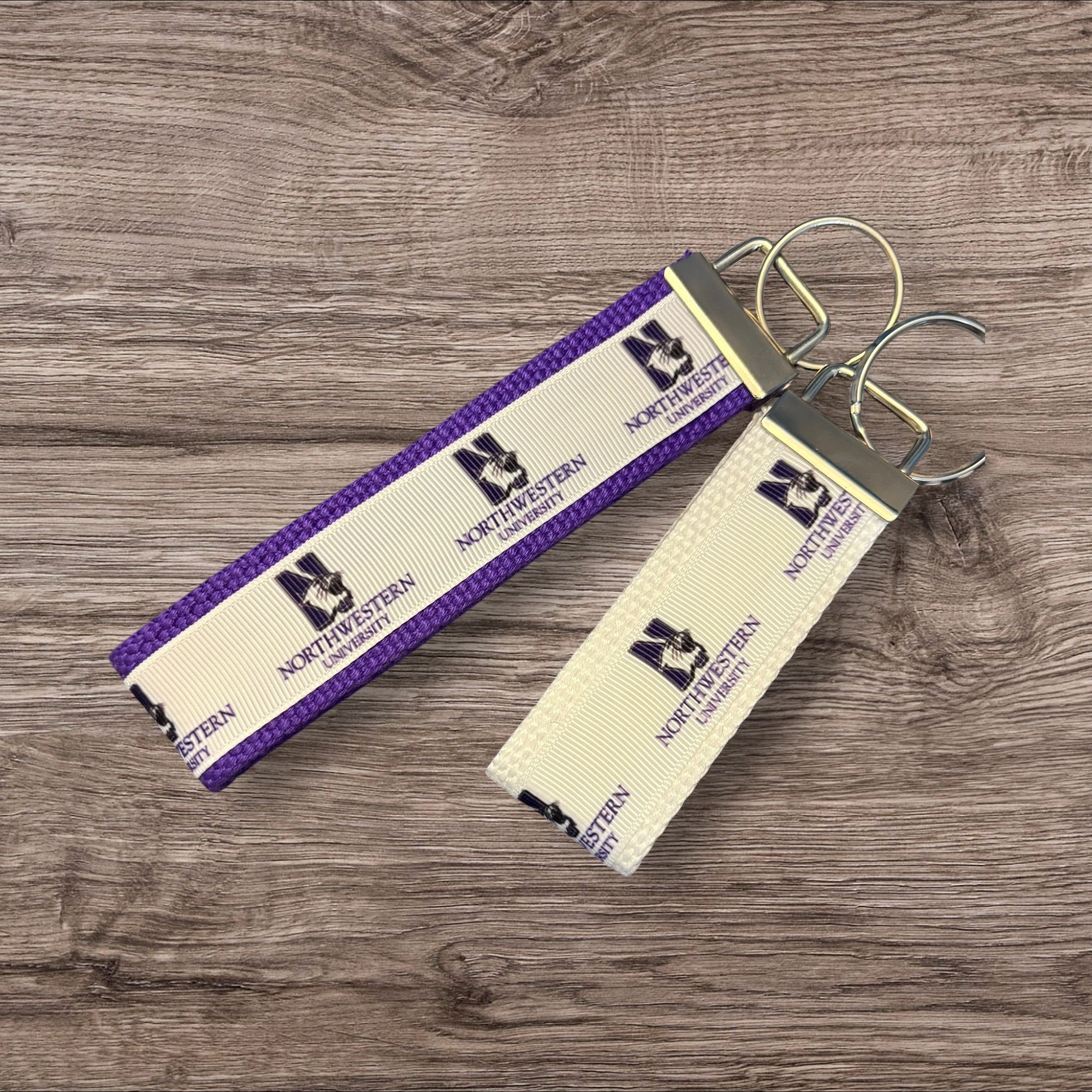 Personalized College  / Northwestern University Inspired Keychain, key fob, luggage, alumni, merch  -  University 2 sizes available  ** Free Embroidery**