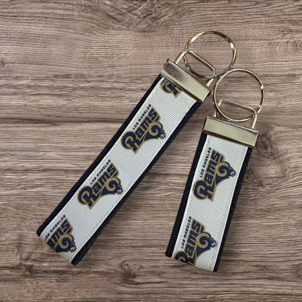 Los Angeles Rams inspired Personalized  Key Fob wristlet  - 2 sizes available   FREE  personalization embroidery -  Football