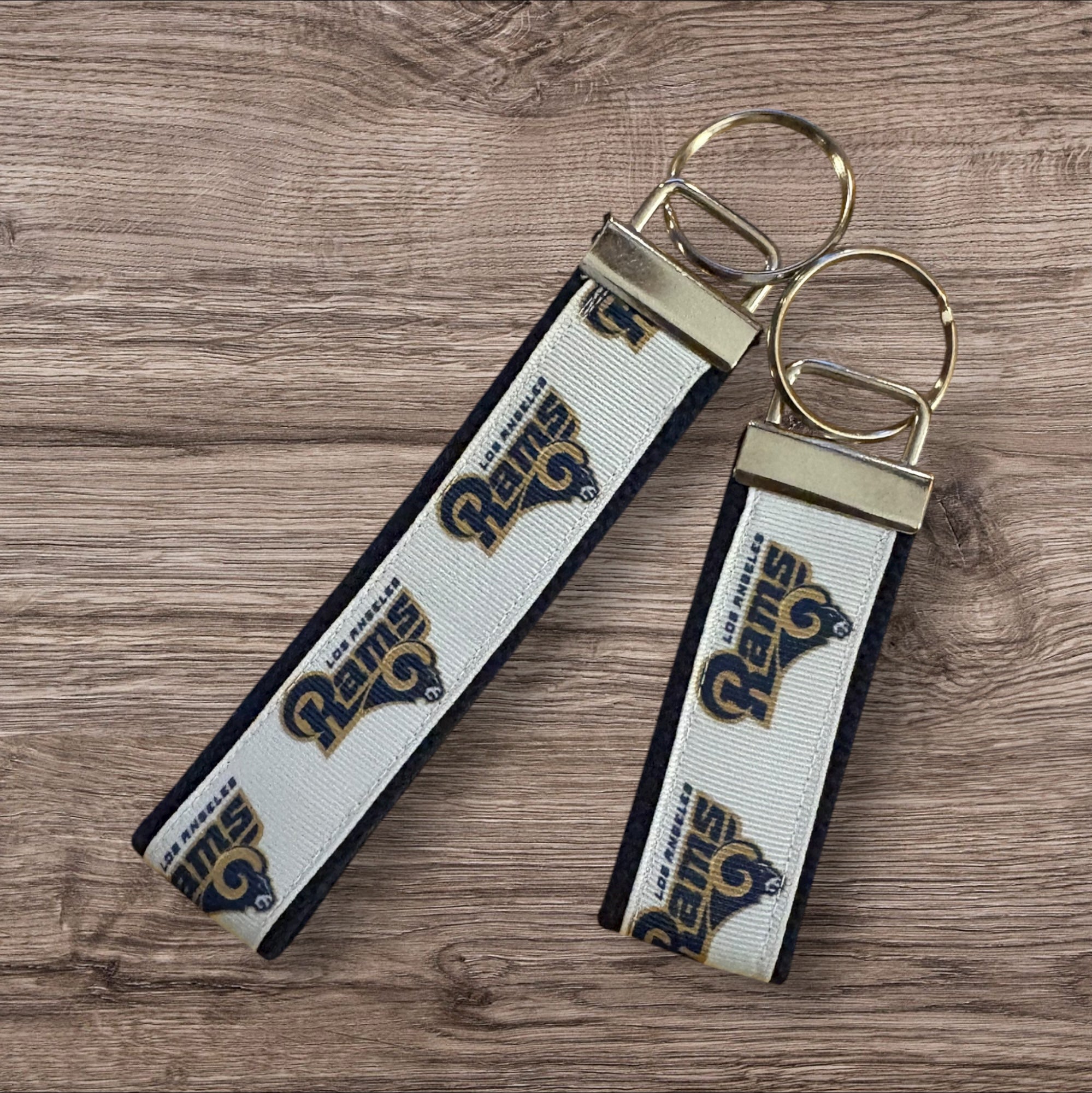 Los Angeles Rams inspired Personalized  Key Fob wristlet  - 2 sizes available   FREE  personalization embroidery -  Football