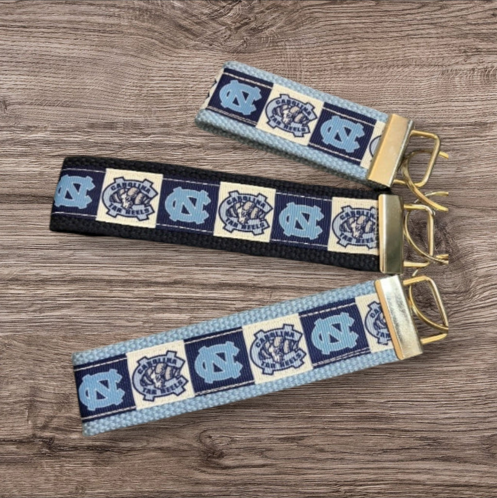 Personalized College / University  Inspired Keychain, key fob, luggage, alumni, merch  - University of  North Carolina Tar Heels - 2 sizes available  ** Free Embroidery**