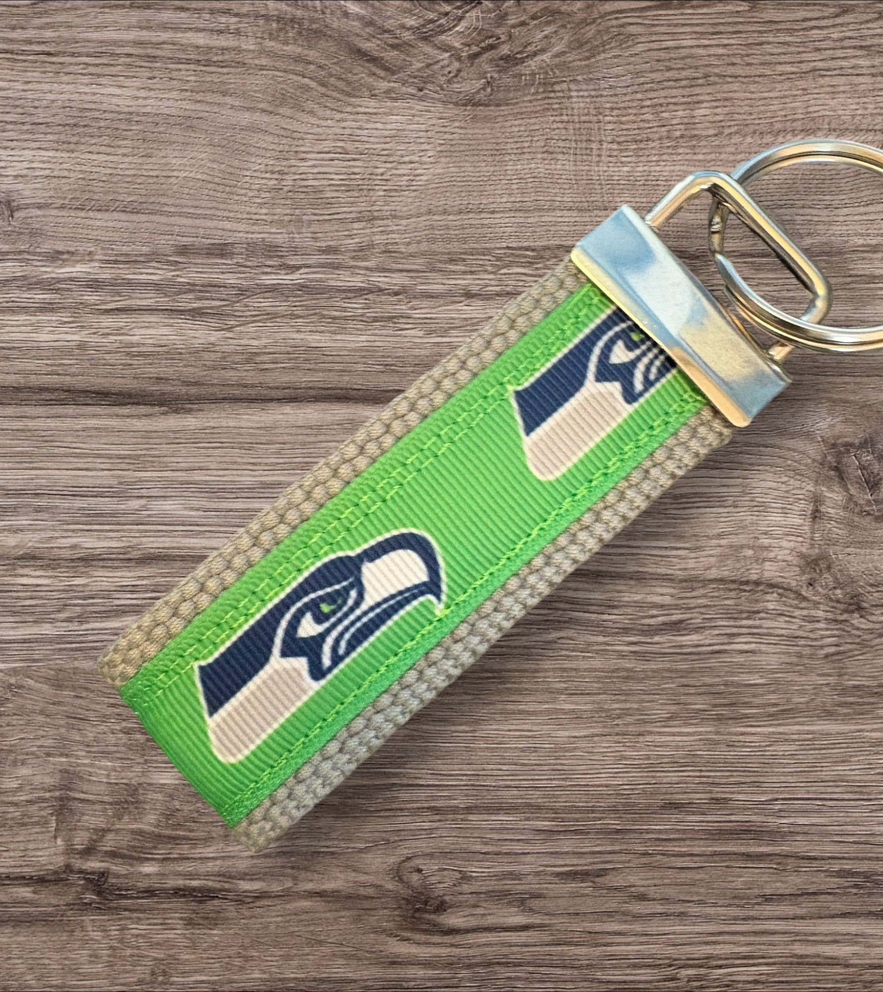 Seattle Seahawks inspired Personalized  Key Fob wristlet  - 2 sizes available   FREE  personalization embroidery -  Football