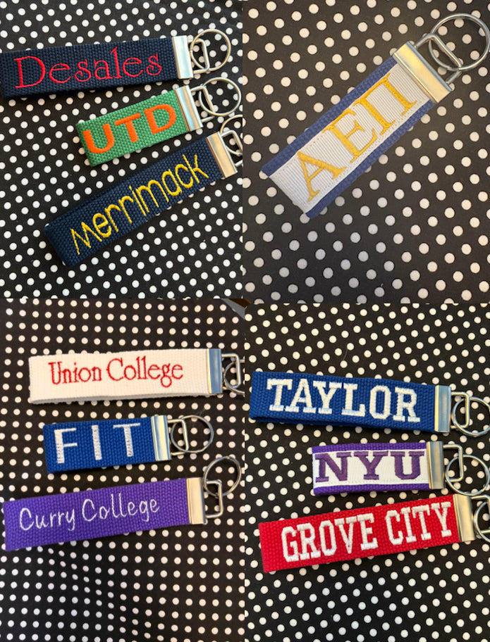 NAME YOUR SCHOOL - Personalized College / University inspired Key Fob or Wristlet - 2 sizes available