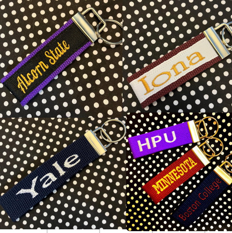 NAME YOUR SCHOOL - Personalized College / University inspired Key Fob or Wristlet - 2 sizes available