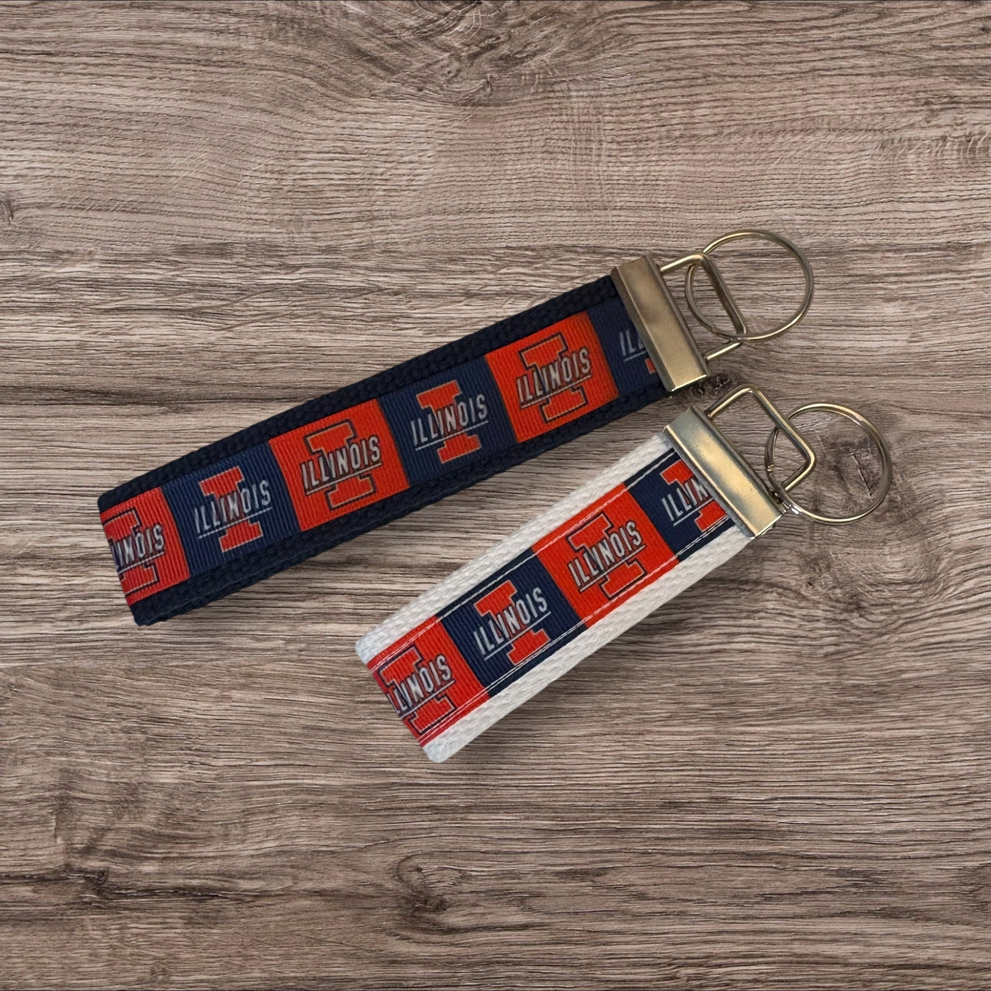 Personalized College  / University of Illinois inspired Keychain, key fob, luggage, alumni, merch  -  University 2 sizes available  ** Free Embroidery**