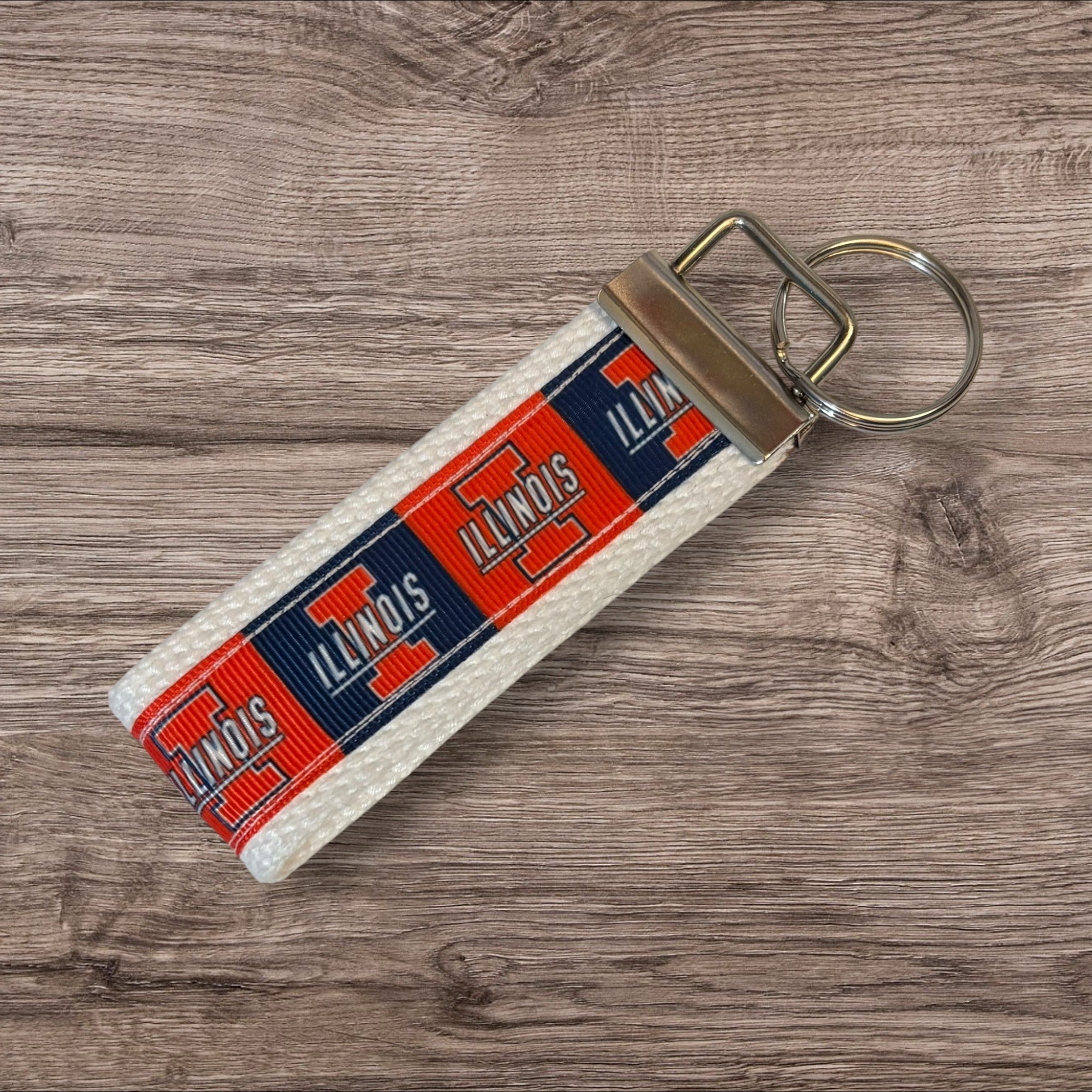 Personalized College  / University of Illinois inspired Keychain, key fob, luggage, alumni, merch  -  University 2 sizes available  ** Free Embroidery**