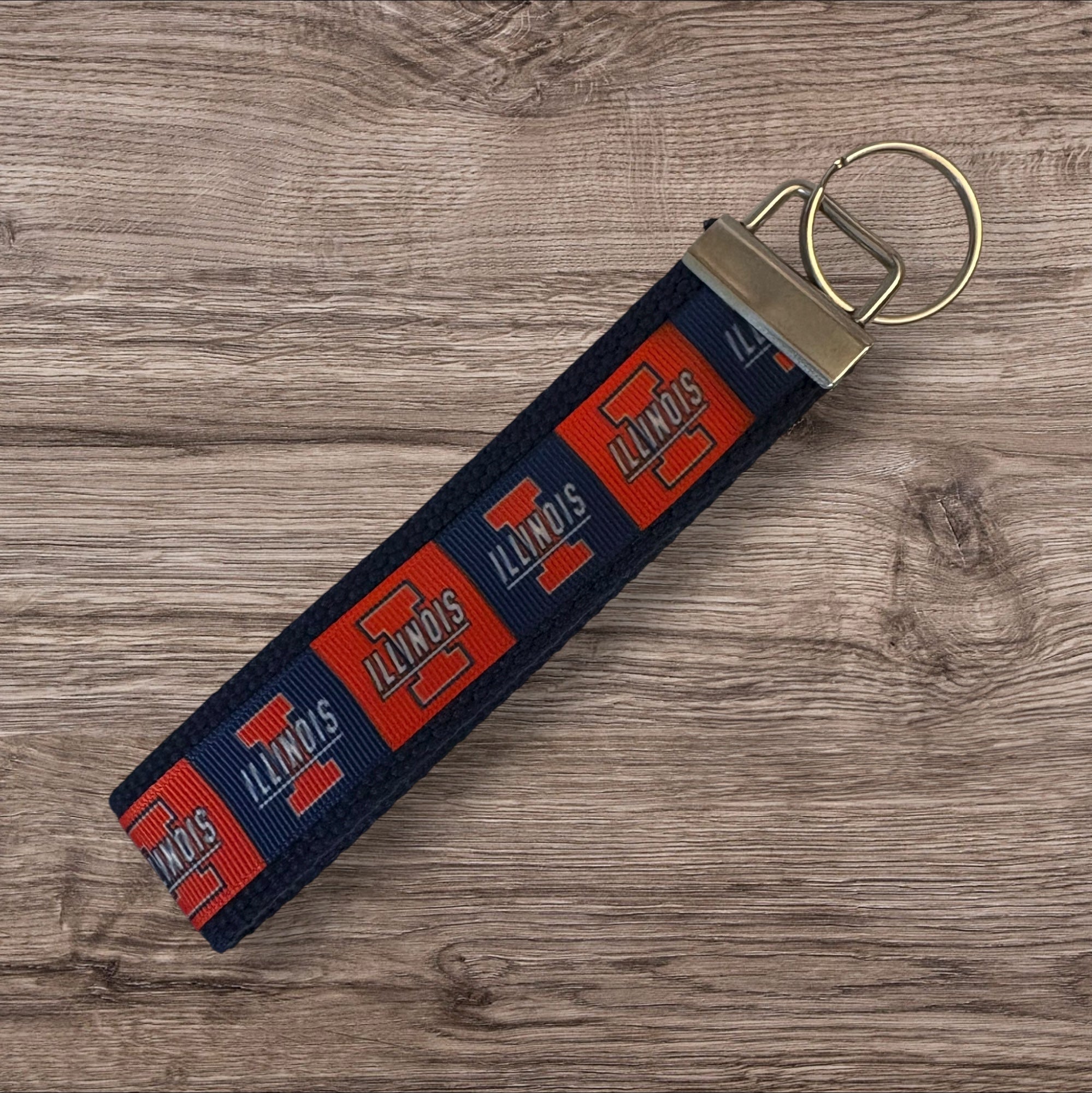 Personalized College  / University of Illinois inspired Keychain, key fob, luggage, alumni, merch  -  University 2 sizes available  ** Free Embroidery**