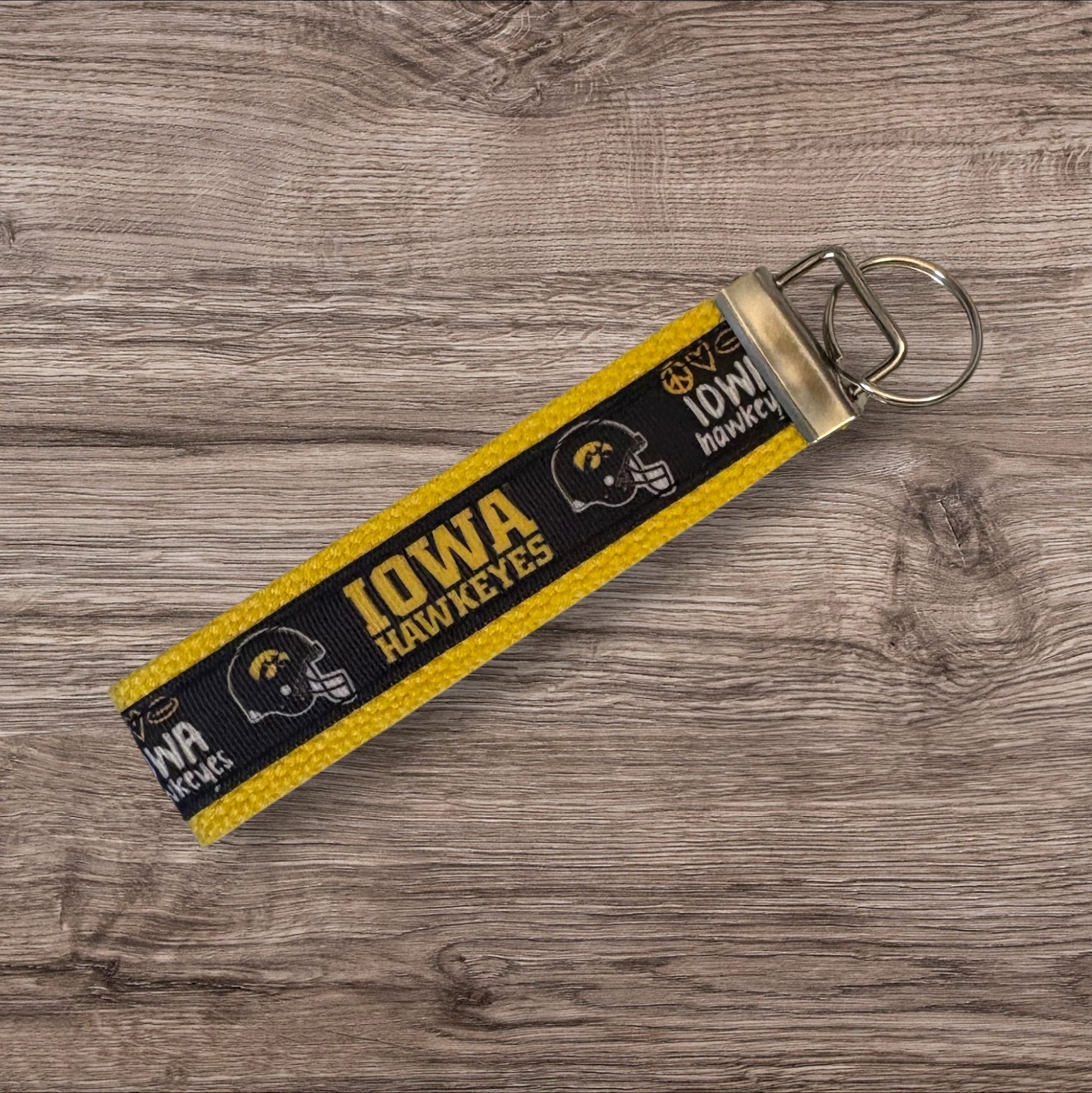 Personalized College  / University of Iowa inspired Keychain, key fob, luggage, alumni, merch  -  University 2 sizes available  ** Free Embroidery**