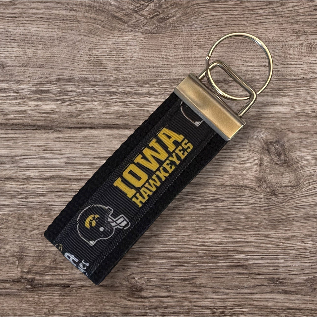 Personalized College  / University of Iowa inspired Keychain, key fob, luggage, alumni, merch  -  University 2 sizes available  ** Free Embroidery**