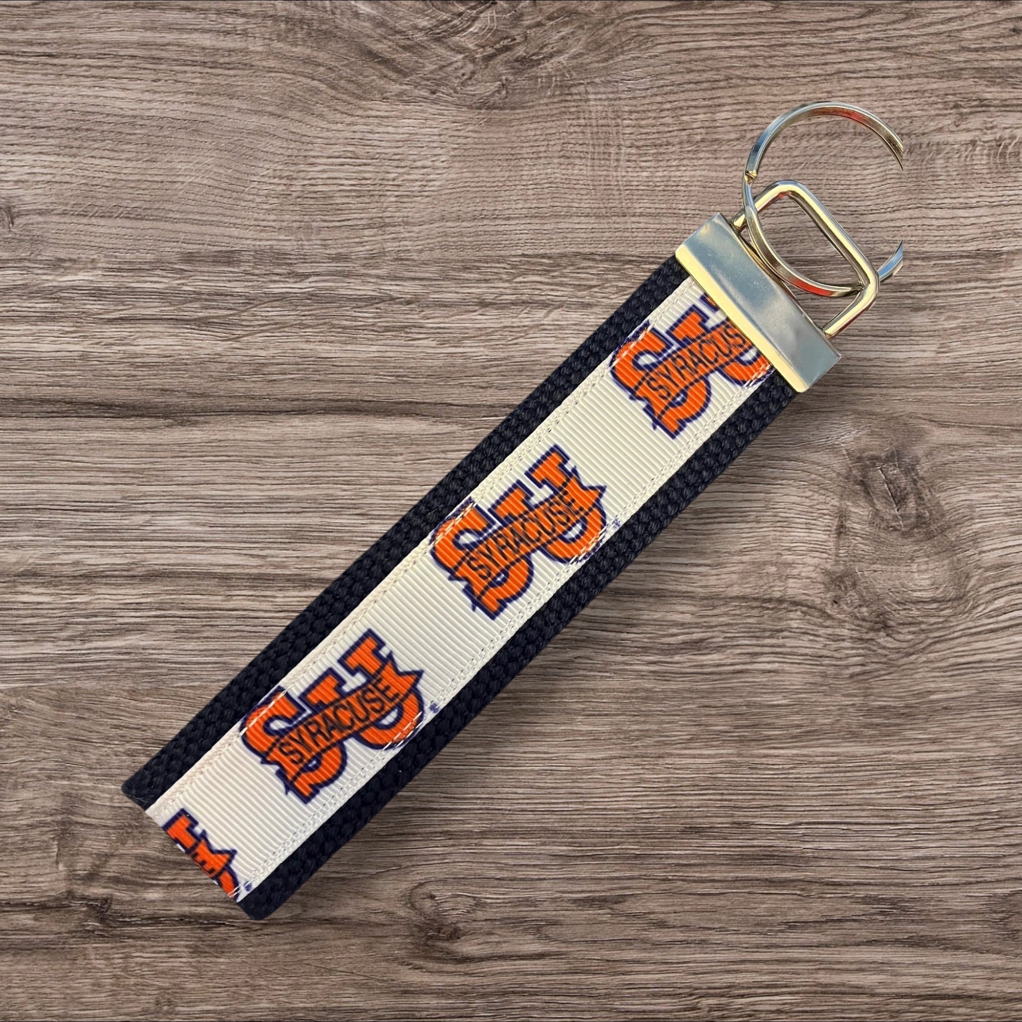 Personalized College / University  Inspired Keychain, key fob, luggage, alumni, merch  - Syracuse University 2 sizes available  ** Free Embroidery**