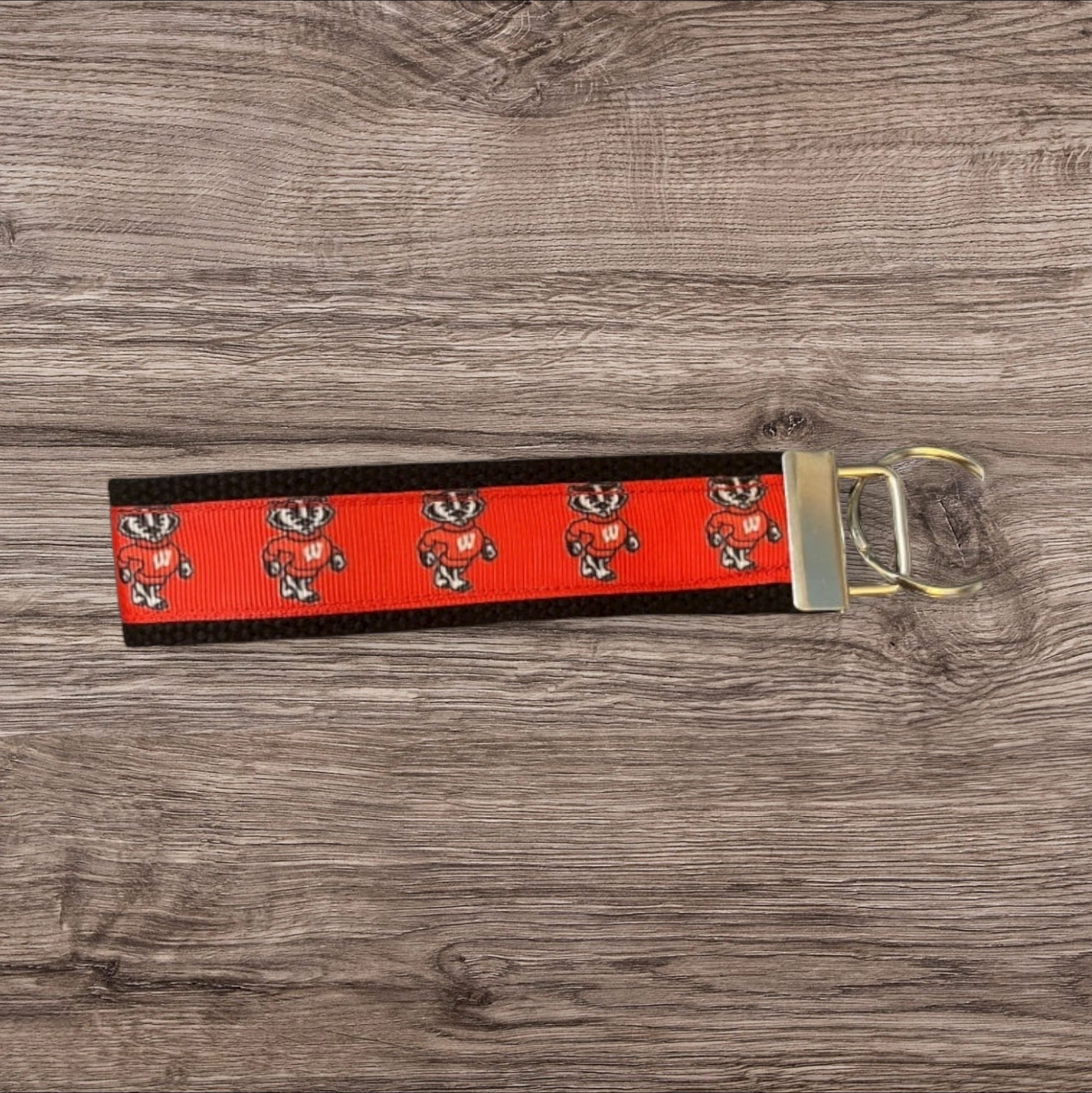 Personalized College / University  Inspired Keychain, key fob, luggage, alumni, merch  -  University of Wisconsin 2 sizes available  ** Free Embroidery**