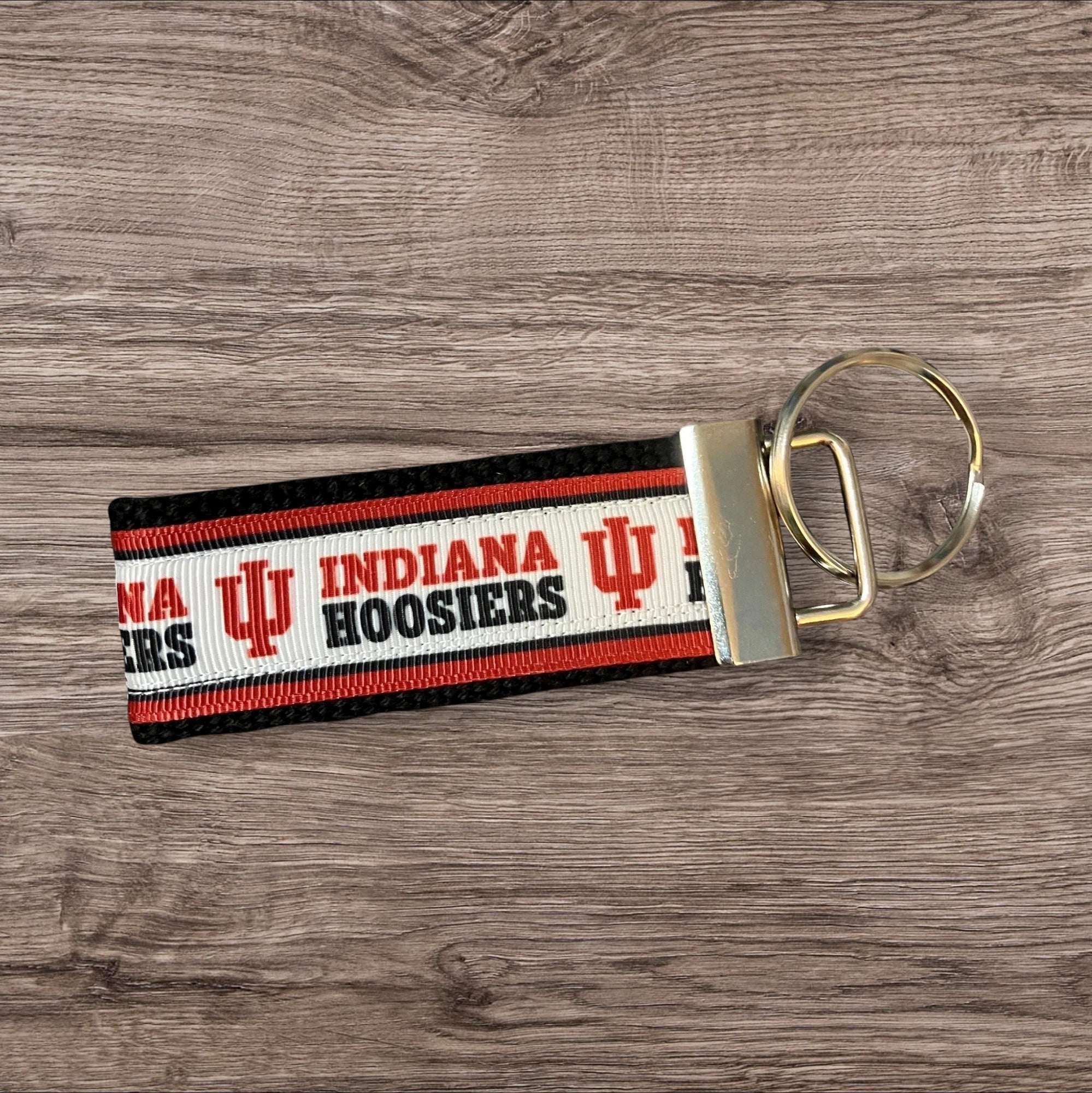 Personalized College  / Indiana University Inspired Keychain, key fob, luggage, alumni, merch   -  University 2 sizes available  ** Free Embroidery**