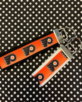 Personalized Philadelphia Flyers Hockey Inspired Key Fob / Wristlet  -  2 sizes available  -  Ebroidery Available
