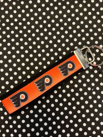 Personalized Philadelphia Flyers Hockey Inspired Key Fob / Wristlet  -  2 sizes available  -  Ebroidery Available