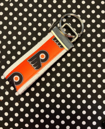 Personalized Philadelphia Flyers Hockey Inspired Key Fob / Wristlet  -  2 sizes available  -  Ebroidery Available