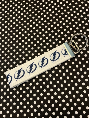 Personalized Tampa Bay Lightning Hockey Inspired Key Fob / Wristlet  -  2 sizes available  -  Ebroidery Available