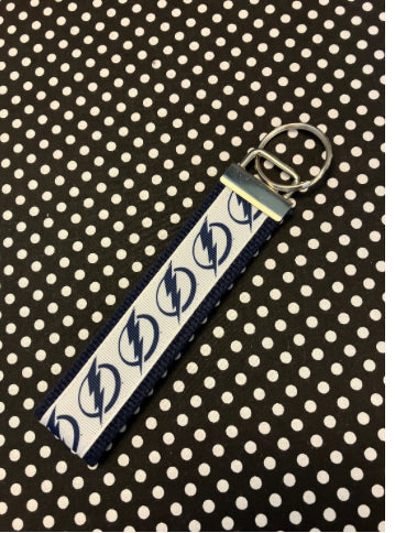 Personalized Tampa Bay Lightning Hockey Inspired Key Fob / Wristlet  -  2 sizes available  -  Ebroidery Available