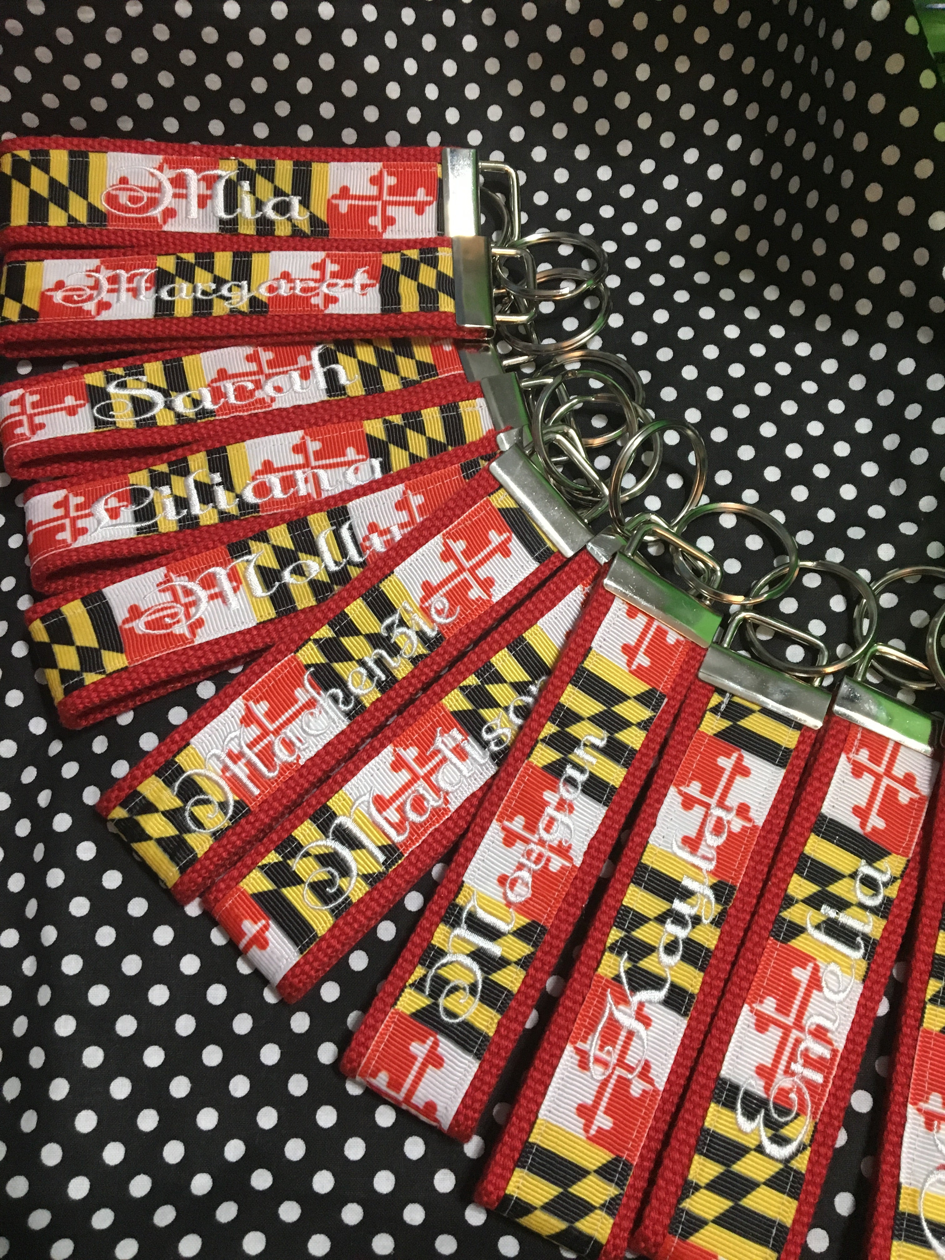 Personalized Maryland Flag Key Fob or Wristlet - 2 sizes available ** Free Embroidery Available**