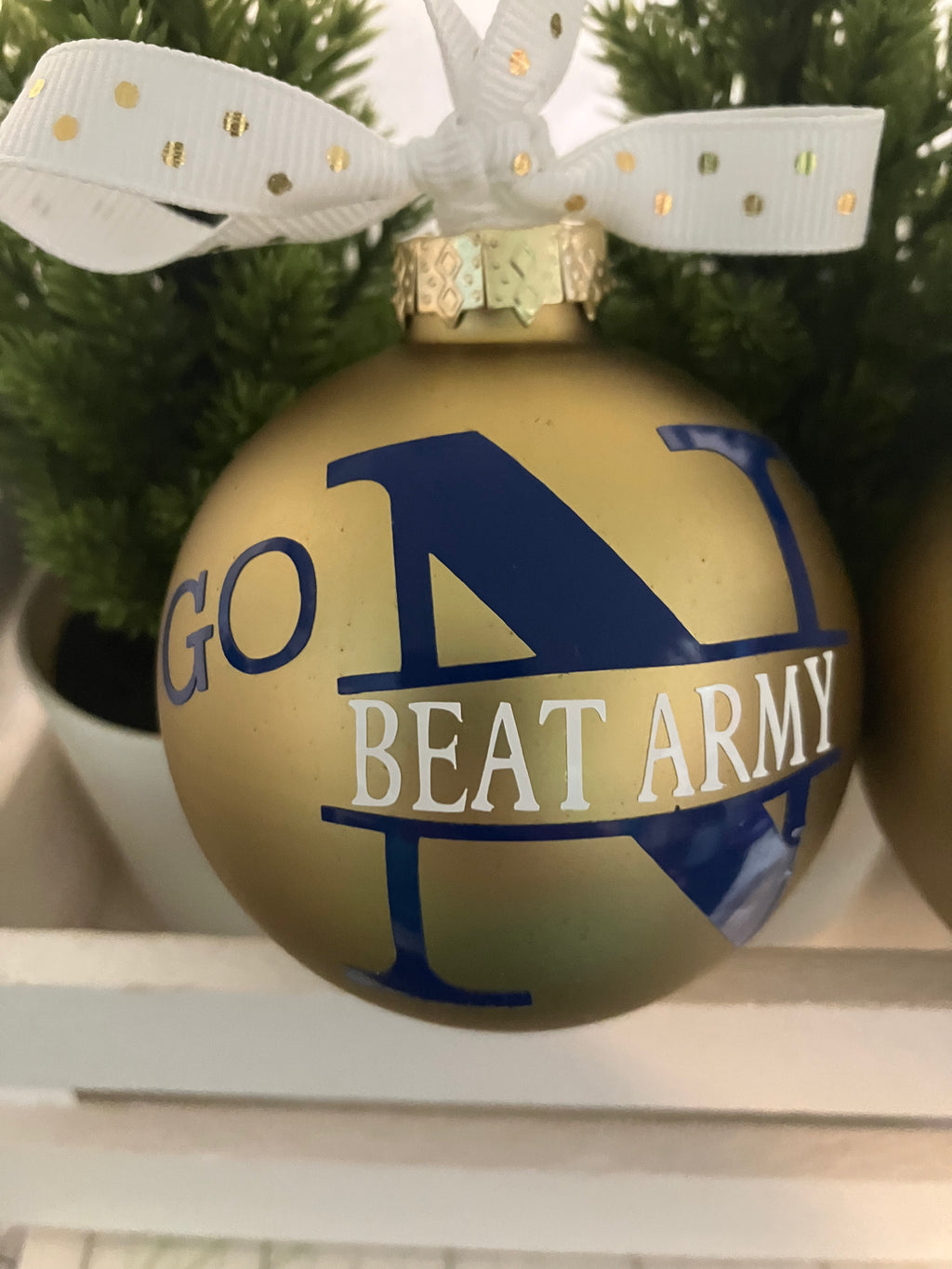 Go Navy Beat Army Christmas Ornament - Personalized USNA Gift