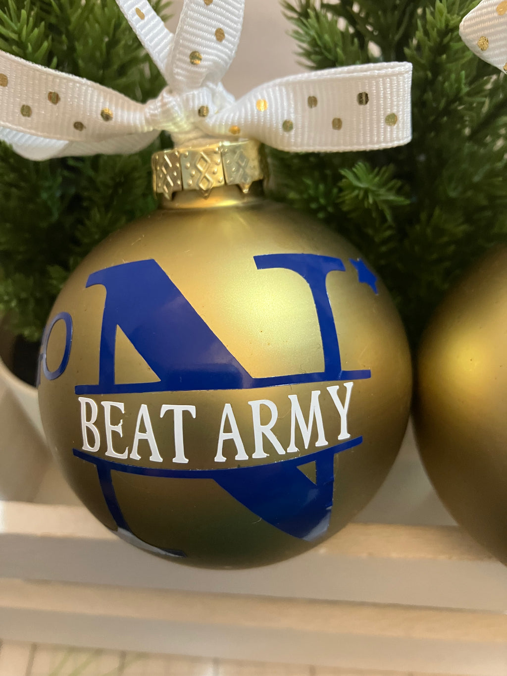 Go Navy Beat Army Christmas Ornament - Personalized USNA Gift