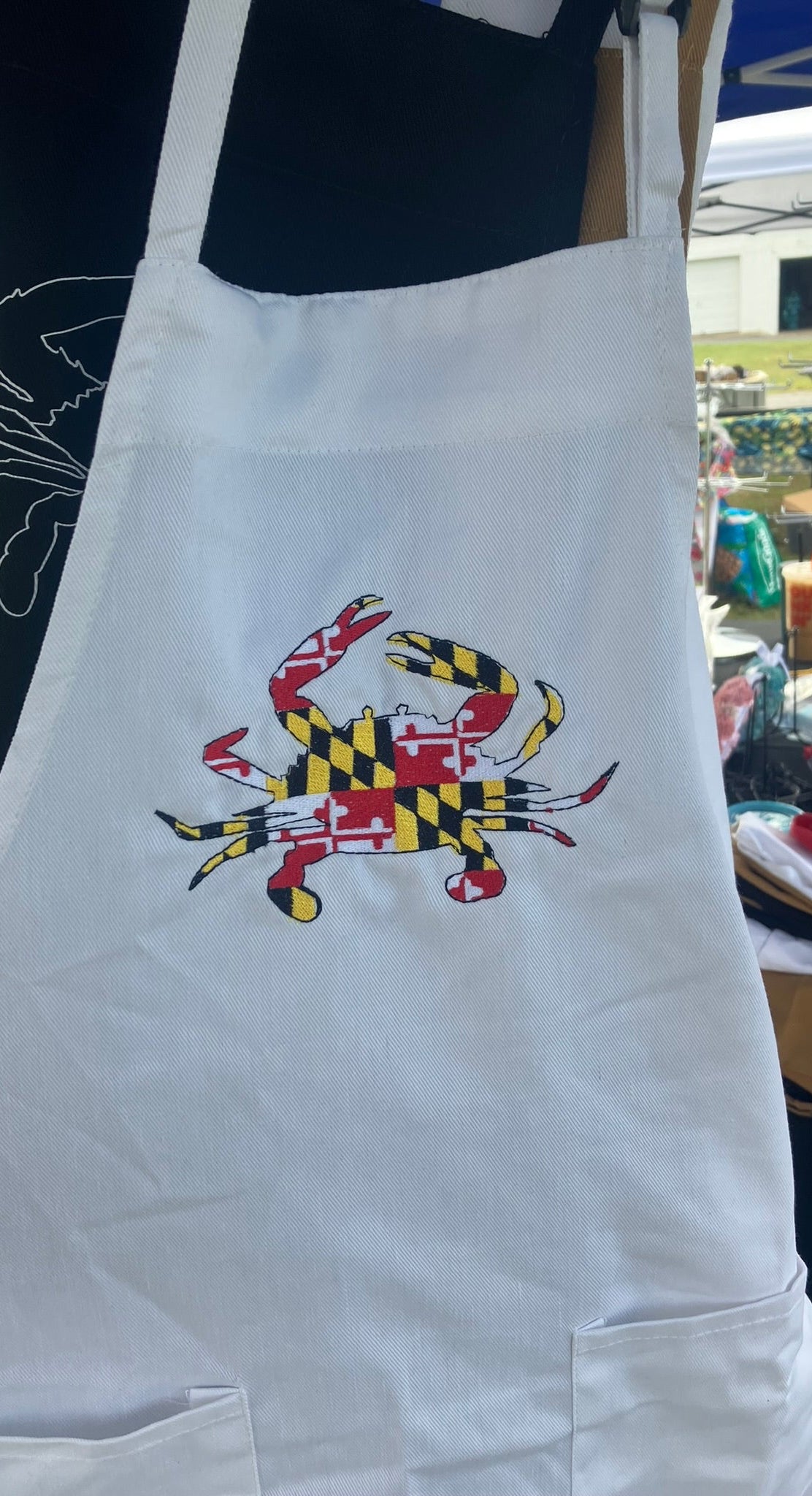 Personalized Maryland Flag Crab Apron: Adjustable Twill Apron