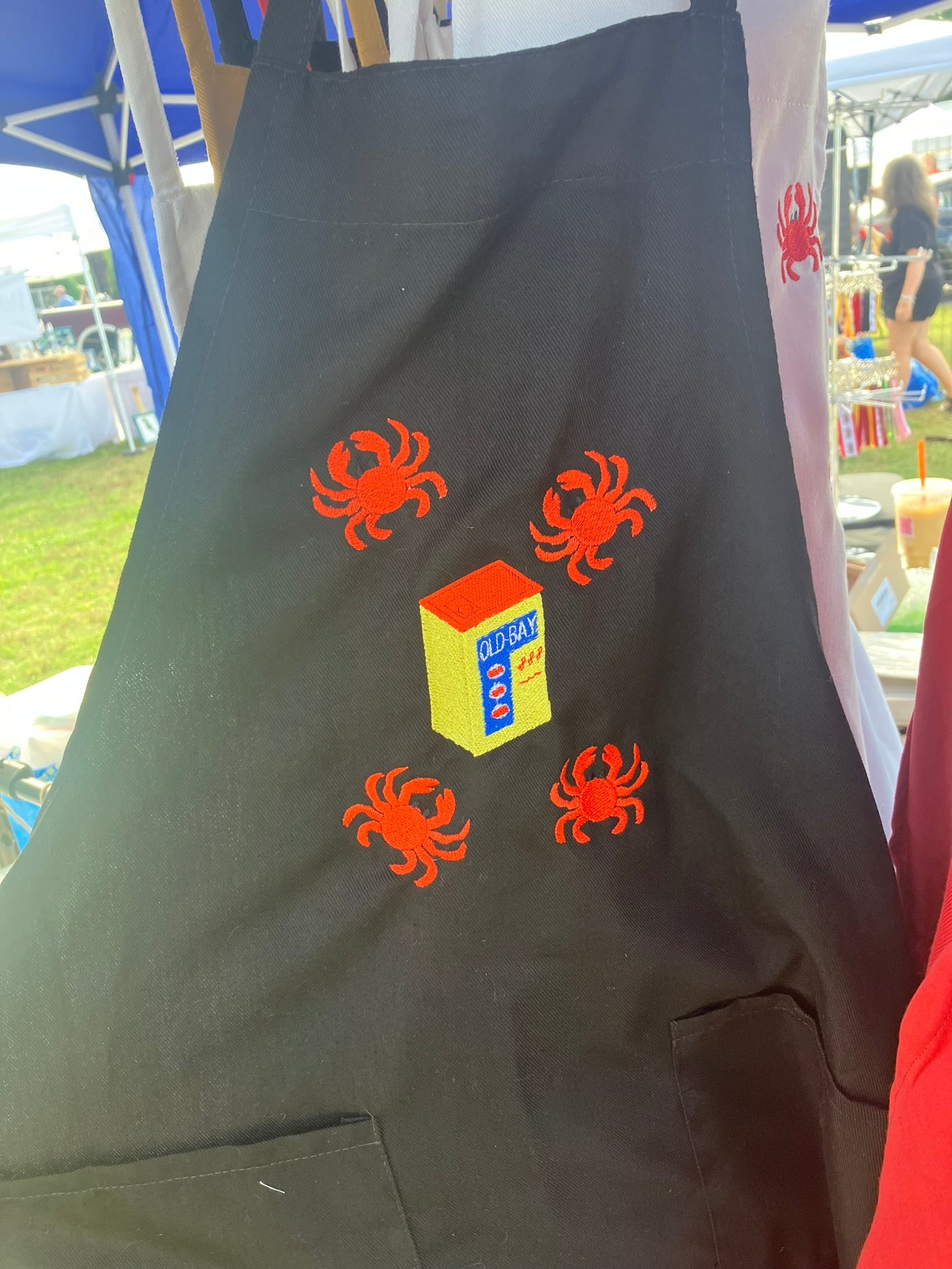 Maryland Crab and Old Bay Inspired Apron  - Embroidered FUN Aprons for all occasions - FAST Delivery - FREE Personalization