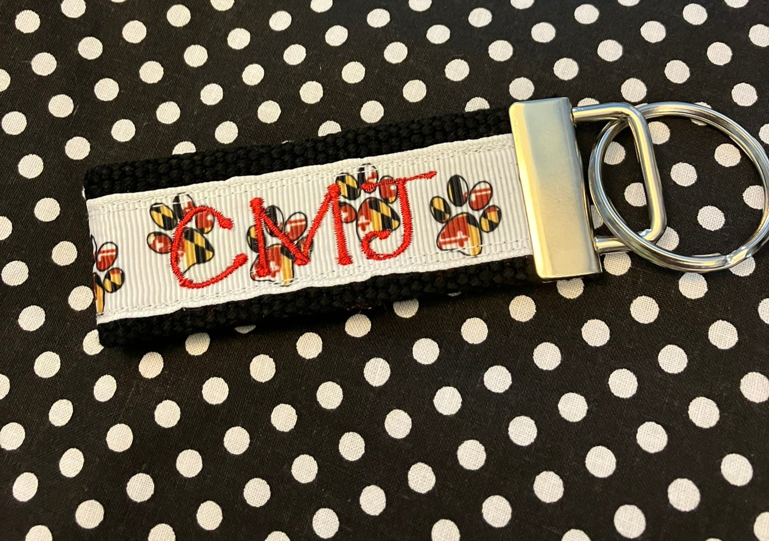 Personalized Maryland Flag Crab inspired Key Fob or Wristlet - 2 sizes available ** Free Embroidery Available**