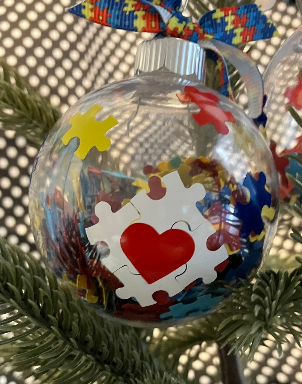 Autism Awareness Puzzle Piece 2025 Christmas Ornament | Personalized | Available in glass or plastic