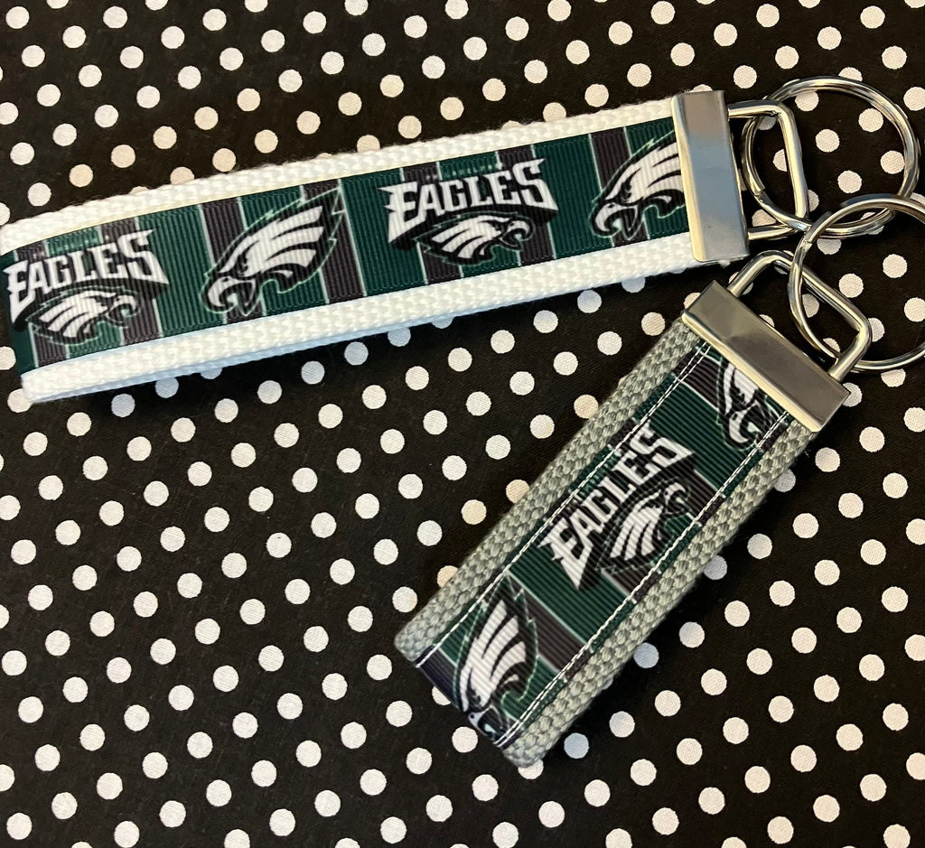 Philadelphia Eagles inspired Personalized  Key Fob wristlet  - 3 Styles - 2 sizes available   FREE  personalization embroidery -  Football