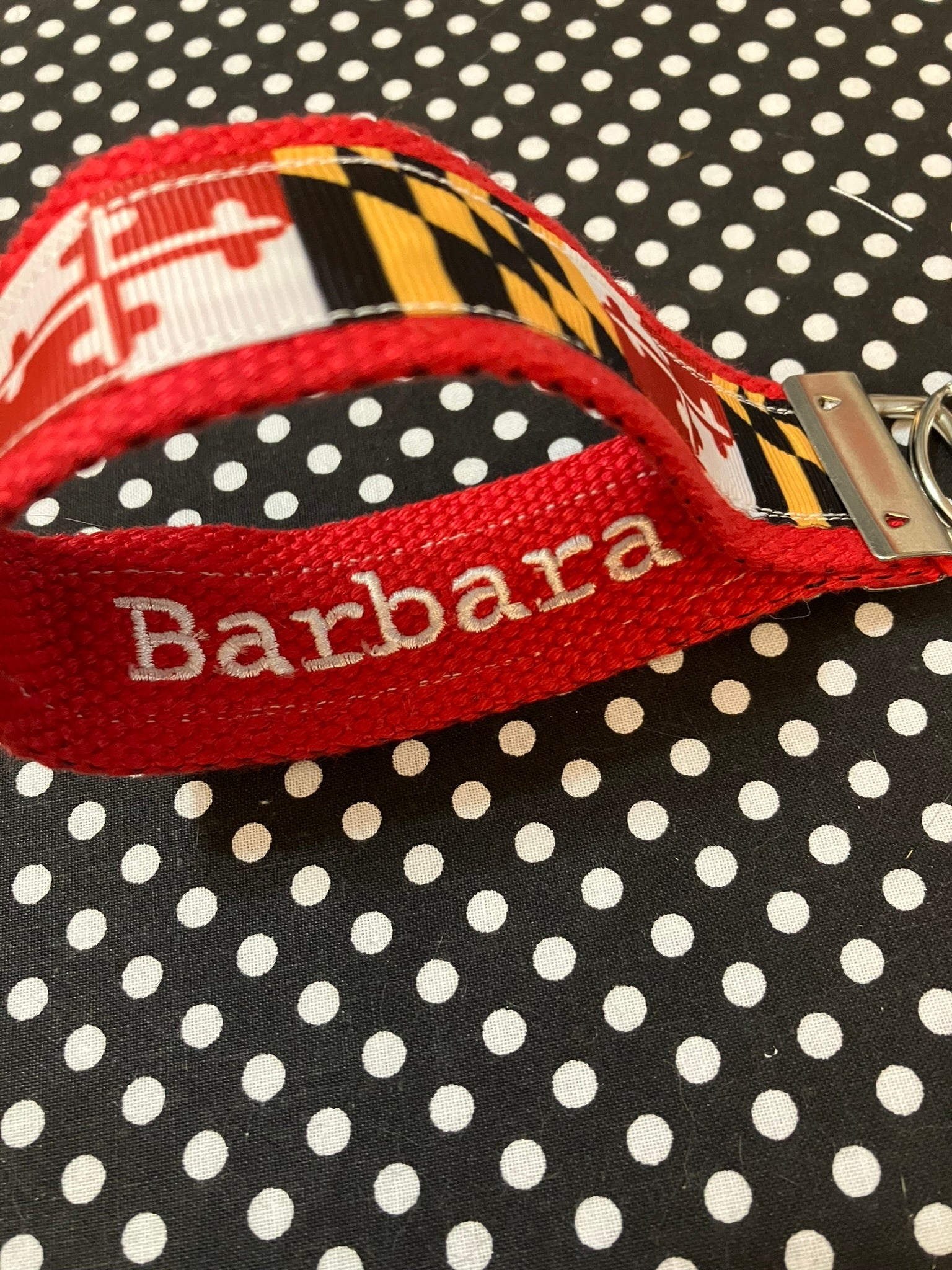 Personalized Maryland Flag Crab inspired Key Fob or Wristlet - 2 sizes available ** Free Embroidery Available**